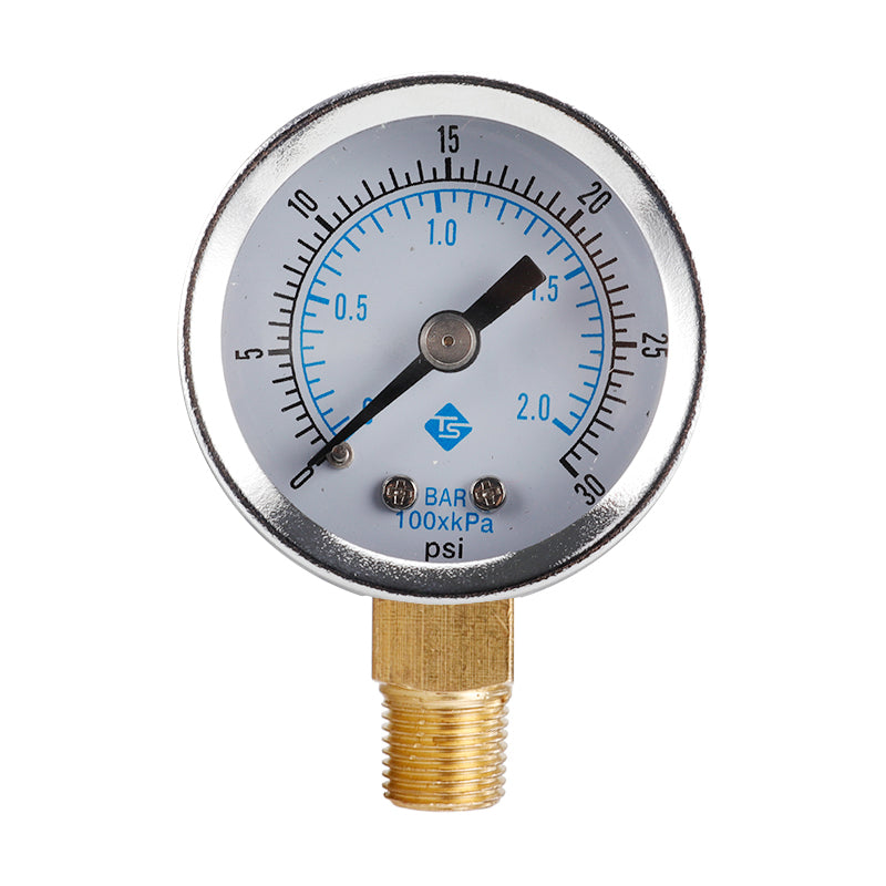 TS-Y50I 40mm Dial Gas Pressure Gauge 0-30 PSI / 0-2 Bar Range Stainless Steel Dual Scale Oil Water Pressure Gauge TS-Y50I 40mm Dial Gas Pressure Gauge 0-30 PSI / 0-2 Bar Range Stainless Steel Dual Scale Oil Water Pressure Gauge
